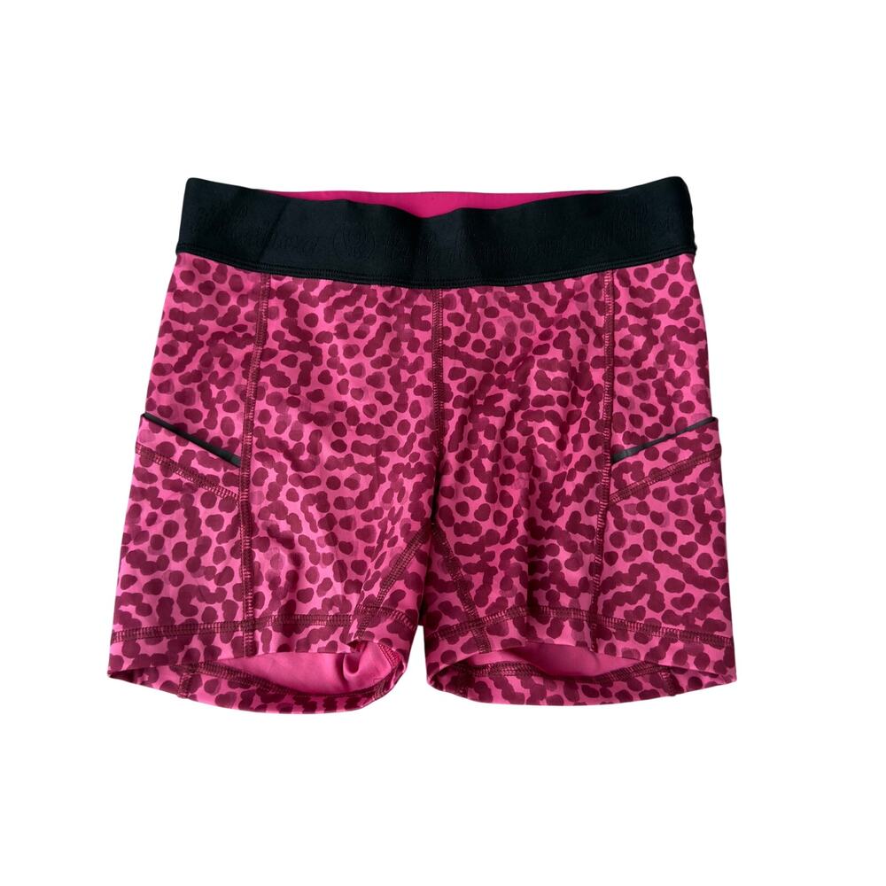 Lululemon Speed Run Shorts Pink Leopard Print Size 4 Athletic Gym